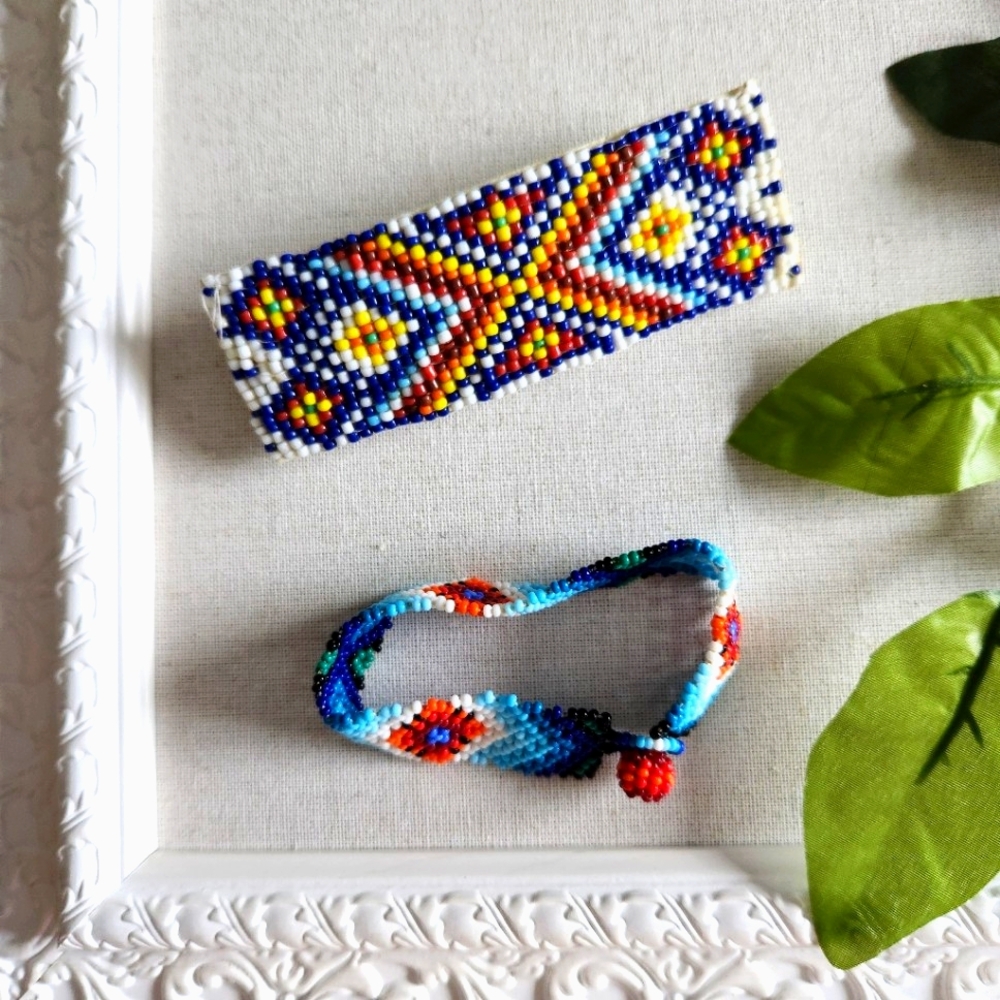 Seed bead bundle - tribal hair barrette clip and 6.5 inch bracelet